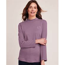 Blair Women's Essential Knit Long Sleeve Mock Top - Purple - M - Misses