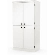 South Shore Tall 4-Door Storage Cabinet With Adjustable Shelves, Pure White