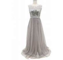Lisenrain Women Sequin Tulle Formal Elegant Sleeveless Party Long Maxi Dress