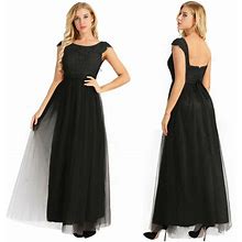 Womens Elegant Pleated Dress Bridesmaid Chiffon Long Maxi Dress Ball
