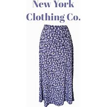 New York Clothing Co. Women Skirt Floral Light Purple Midi Elastic Size M