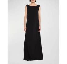 The Row Rhea Cowl-Back Wool Gown, Black, Women's, S, Casual & Work Dresses Wool Dresses