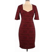 Bisou Bisou Casual Dress: Burgundy Brocade Dresses - Women's Size 10