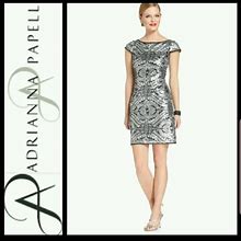 Adrianna Papell Dresses | Adrianna Papell Baroque Silver Sequin Dress 10 | Color: Gray/Silver | Size: 10