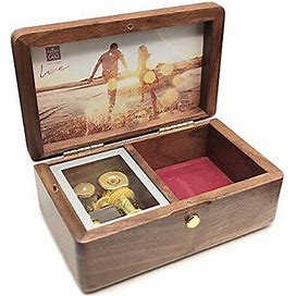 18 Note Wind Up Solid Wood Jewelry Music Box With Photo Frame, The