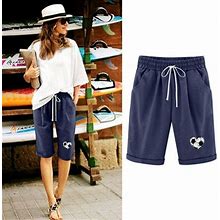 Sentuca Women Cotton Linen Casual Shorts Elastic Waist Drawstring 5-Inch Shorts