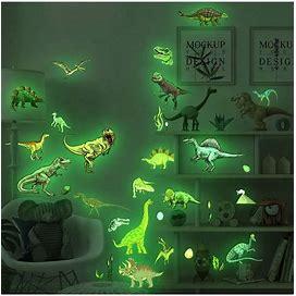 Glow-In-The-Dark Dinosaur Wall Stickers, Self-Adhesive Removable Wall Decals Decor For Living Room Kids' Room Bedroom,One-Size