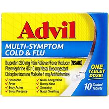 Advil Multi-Symptom Cold & Flu Coated Tablets - 10 Count