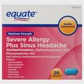 Equate Maximum Strength Severe Allergy Plus Sinus Headache Caplets, 20 Count