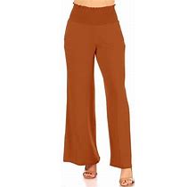 Women's Casual Full Length High Waist Side Pockets Relaxed Fit Wide Solid Lounge Pants Almond 1XL