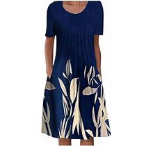 Sayhi Women's Casual Print Simple C Loose Dress With Pockets Dresses