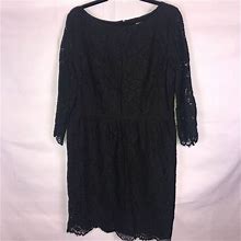 Loft Dresses | Loft Black Lace Overlay Dress | Color: Black | Size: 14