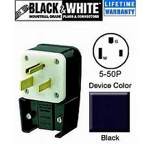 Leviton 9550-P Plug, Angle 5-50P 50 Amp 125 Volt Industrial Power - Black