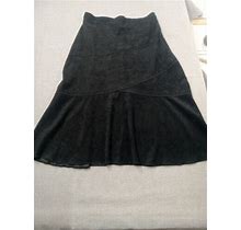 Allison Daley Skirt Long Mid-Calf Length Size 14 Black Faux Suede Zip