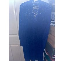 Marina Womens Size 22W Navy Blue Lace And Sequin V-Neck Cocktail Holiday Dress