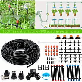 1 Pack, Drip Irrigation Kit, 100ft/30m Garden Watering System, 1/4 Inch (About 0.6Cm) Garden Automatic Yard Misting System With,Black,Must-Have,Temu