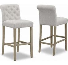 Glamour Home Aleen 29" Bar Stools With Roll Back Design In Beige (Set Of 2)