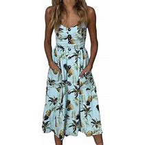 Wodstyle Women's Women S Strappy Floral Summer Beach Party Midi Swing Dress Extra