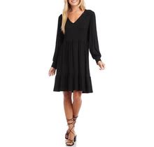 Karen Kane Tiered Long Sleeve Dress In Black At Nordstrom, Size Smallp