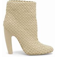 Bottega Veneta Women's Woven Leather Ankle Boots - Butter - Size 11