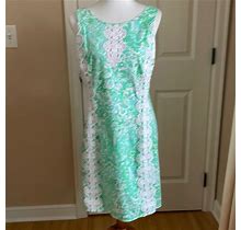 Lilly Pulitzer Dresses | Nwot Lily Pulitzer Floral Shift Dress W/Lace - White, Green, Blue - Size 10 | Color: Blue/Green | Size: 10