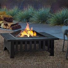 Ultimate Patio Pecanview 33 Inch Square Steel Wood Burning Fire Pit In Black By - SC-908-BK