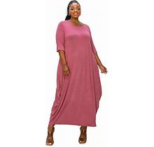 Plus Size Evelyn Bubble Hem Pocket Dress, Women's, Size: 3XL, Med Pink