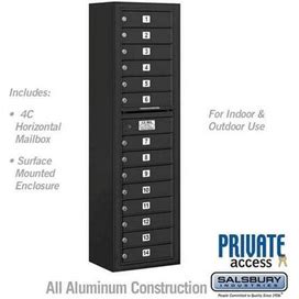 Salsbury Industries 17.75 X 57.75 X 17 in. Surface Mounted 4C Horizontal Mailbox Unit - Front Loading - Private Access, Black