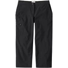 L.L.Bean | Women's Water-Repellent Comfort Trail Pants, Mid-Rise Straight-Leg Crop Black 20, Nylon Blend Synthetic