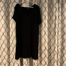 A.N.A Dresses | T-Shirt Dress With Lattice Detail | Color: Black | Size: 2X