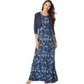 Plus Size Women's Ultrasmooth® Fabric Print Maxi Dress By Roaman's In Floral Paisley Diamond (Size 30/32) Stretch Jersey Long Length Printed