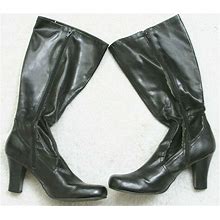 So Dress Boots 8.5 Women's Casual Eight 1/2 Side Zip Black Man Made