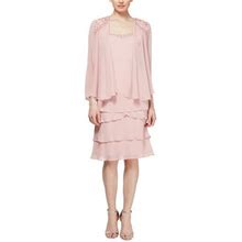 SL FASHIONS SLNY Tiered Chiffon Cocktail Dress With Jacket In Faded Rose At Nordstrom, Size 12