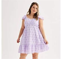 Juniors' Plus Size SOA® Flutter Sleeve Babydoll Dress