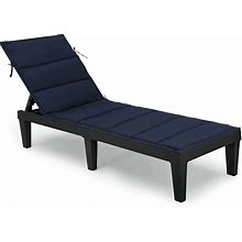 Maphissus Navy Blue Outdoor Chaise Lounge Folding Cushion,Water-Resistant Adjustable Pool Lounge Chair Cushion,72 Inch Patio Reclining Sun Lounger