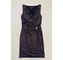 Ralph Lauren Plum Sequin Sleeveless Evening Dress Women's-4