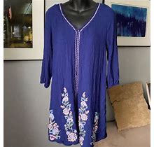 Blue Rain Dresses | Blue Rain Xs Tunic Dress Beautiful Embroidery Pink | Color: Blue | Size: Xs