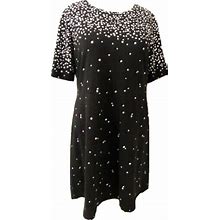 NWOT Women's Isaac Mizrahi Scattered Engineered Dot Fit/Flare Knit Dress - L