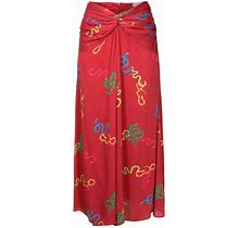 Isolda - Kika Motif-Print Twisted Skirt - Women - Viscose - 42 - Red