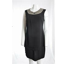 Sandra Darren Black Dress Racer Back Embellished Neckline Size 10 (X)