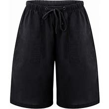 Voss Shorts Shorts Casual Women's Waist Cotton Elastic With Pockets Bermuda Linen Women's Casual Pants