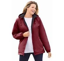 Plus Size Women's Three-Season Storm Jacket By TOTES In Merlot (Size L)