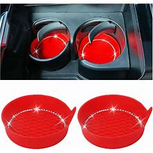 2PCS Bling Car Cup Coasters, 2.85 Inch Universal Silicone Non-Slip Cup Holder Insert Coasters, Crystal Rhinestone Drink Cup Mat, Car Interior