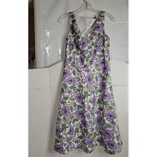 Ann Taylor Loft Dresses | Ann Taylor Loft Lace Fit & Flare Dress Size 6 Purple Flowered Lined New Spring | Color: Purple/White | Size: 6