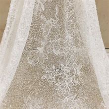 Heavy Beaded Lace Fabric,Floral Beaded Embroidery Lace Fabric, Wedding Dress Fabric ,Bridal Gown Embroidery Lace By The Yard