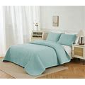 Como Design Quilt Light Blue Bedding Setultrasonic Full/Queen Quilt Set Bedspread Lightweight Coverlet (Includes 1 Quilt, 2 Pillow Shams With