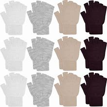 ONESING 12 Pair Half Finger Gloves Winter Warm Stretchy Knitted Fingerless Gloves Bulk Fingerless Gloves For Men Women