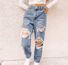 Fulijie Jpgif Women High Waisted Baggy Ripped Jeans Fashion Large Denim Pocket Elastic Jeans,Womens Straight Leg Jeans,Women High Waisted Baggy Ripped