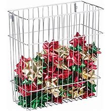 Mdesign Wall Mount Holiday Organizer Basket For Wrapping Paper, Gift Bags, Bows - Chrome