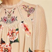 Shop Dakota Viola Entro Dresses | Medium Shift Dress Roses Embroidered Swiss Mesh | Color: Cream/Red | Size: M